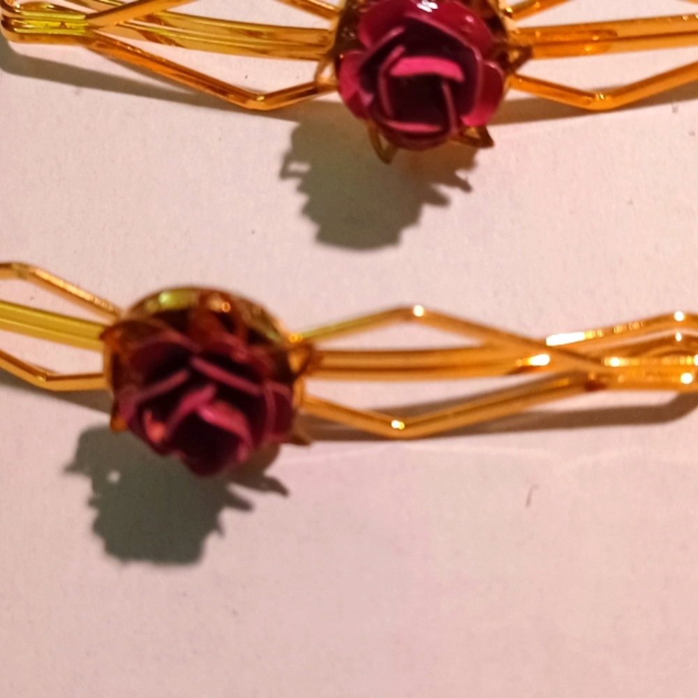 Two Mauve Rose hairpins